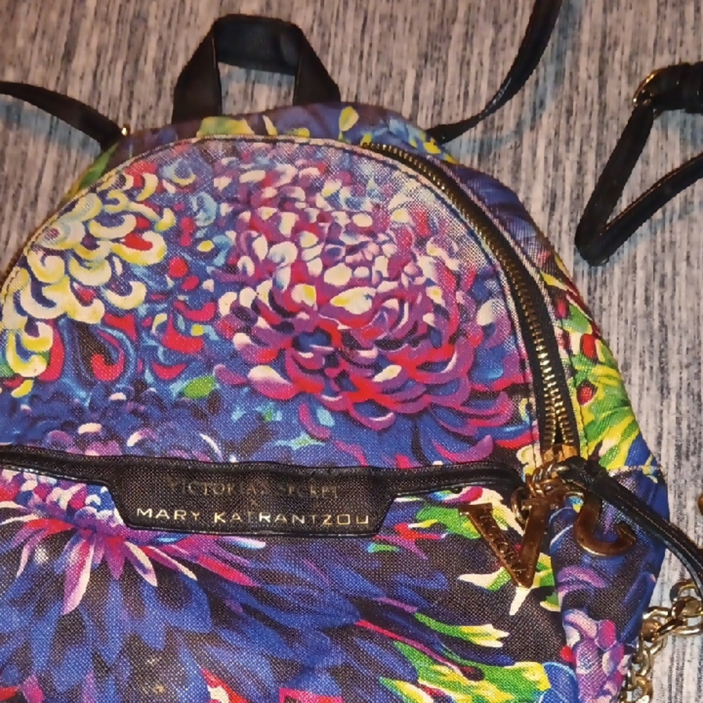 MARY KATRANTZOU Blue and Purple Artistic Backpack
